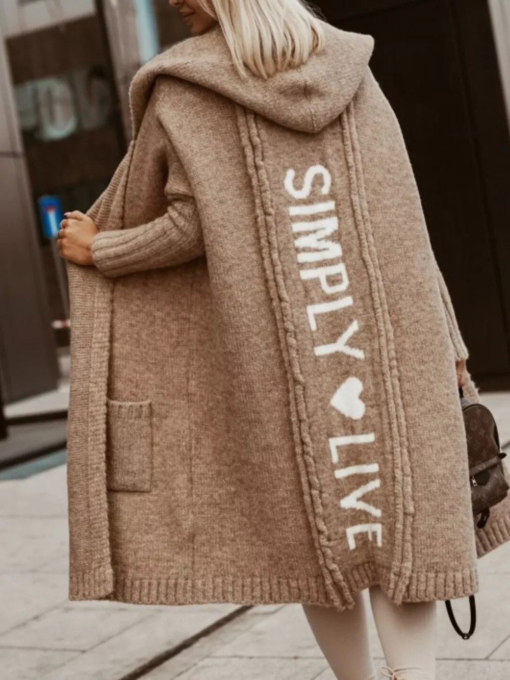 Full Size Hooded Knit Open Front Cardigan Plus Size, image 4