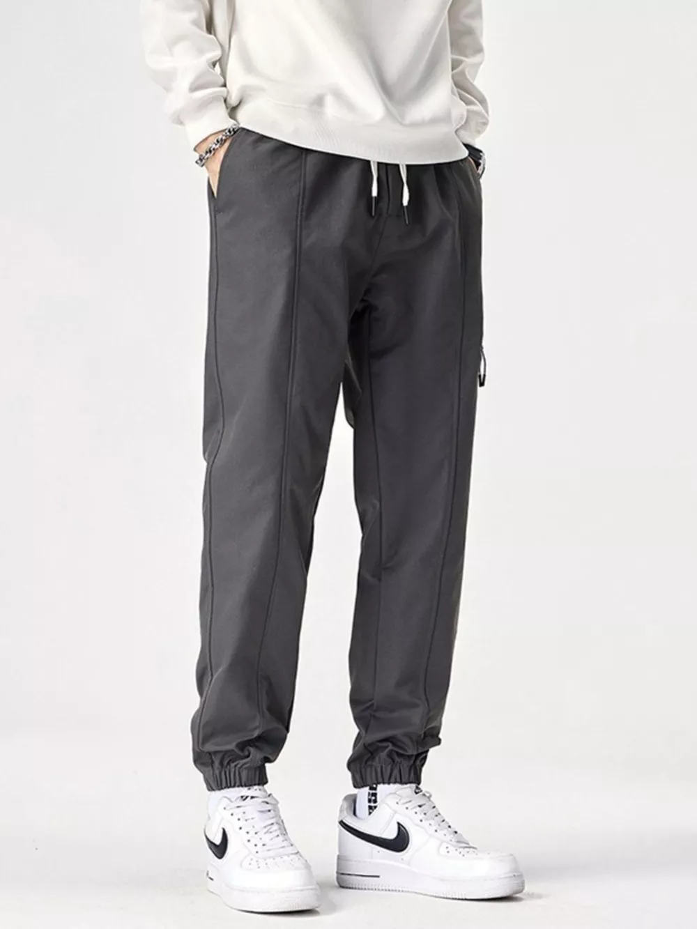 Men's Plus Size Drawstring Wide Leg Joggers, image 9
