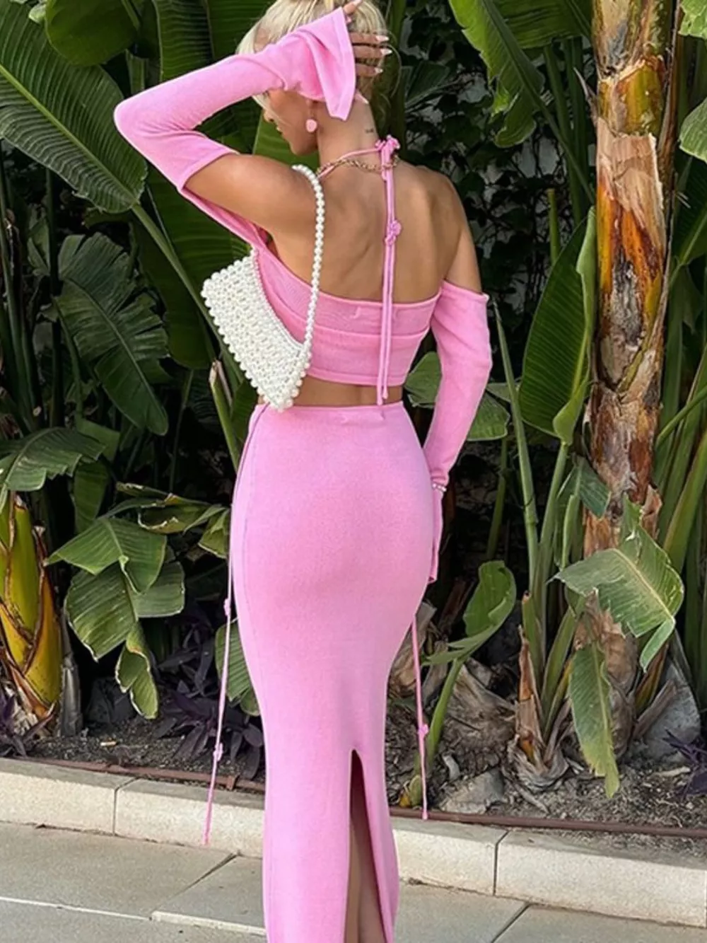 Halter Neck Top and Skirt Knit Set, image 6