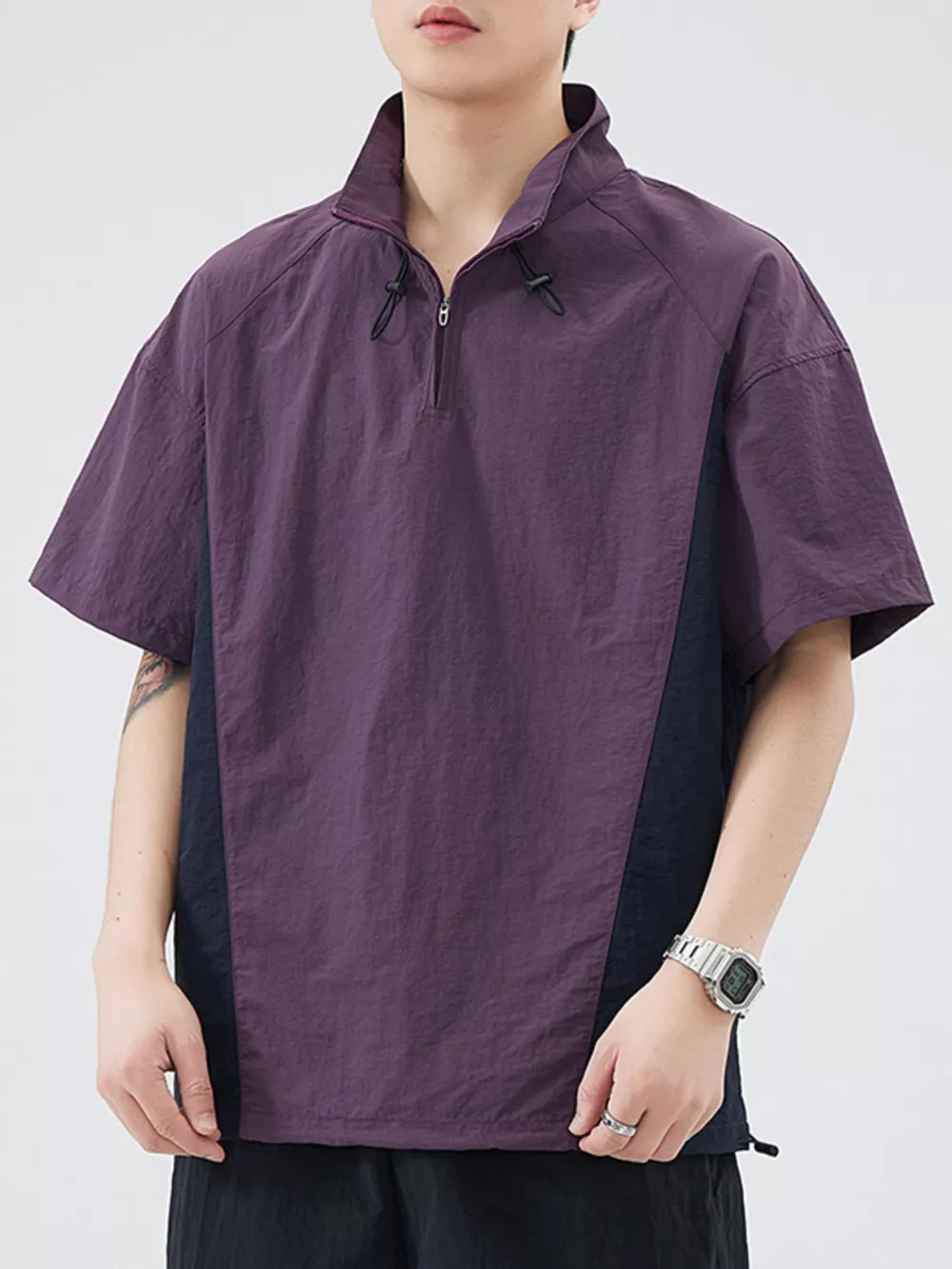 Men's Plus Size Outdoor Color Block Pullover Top, image 4