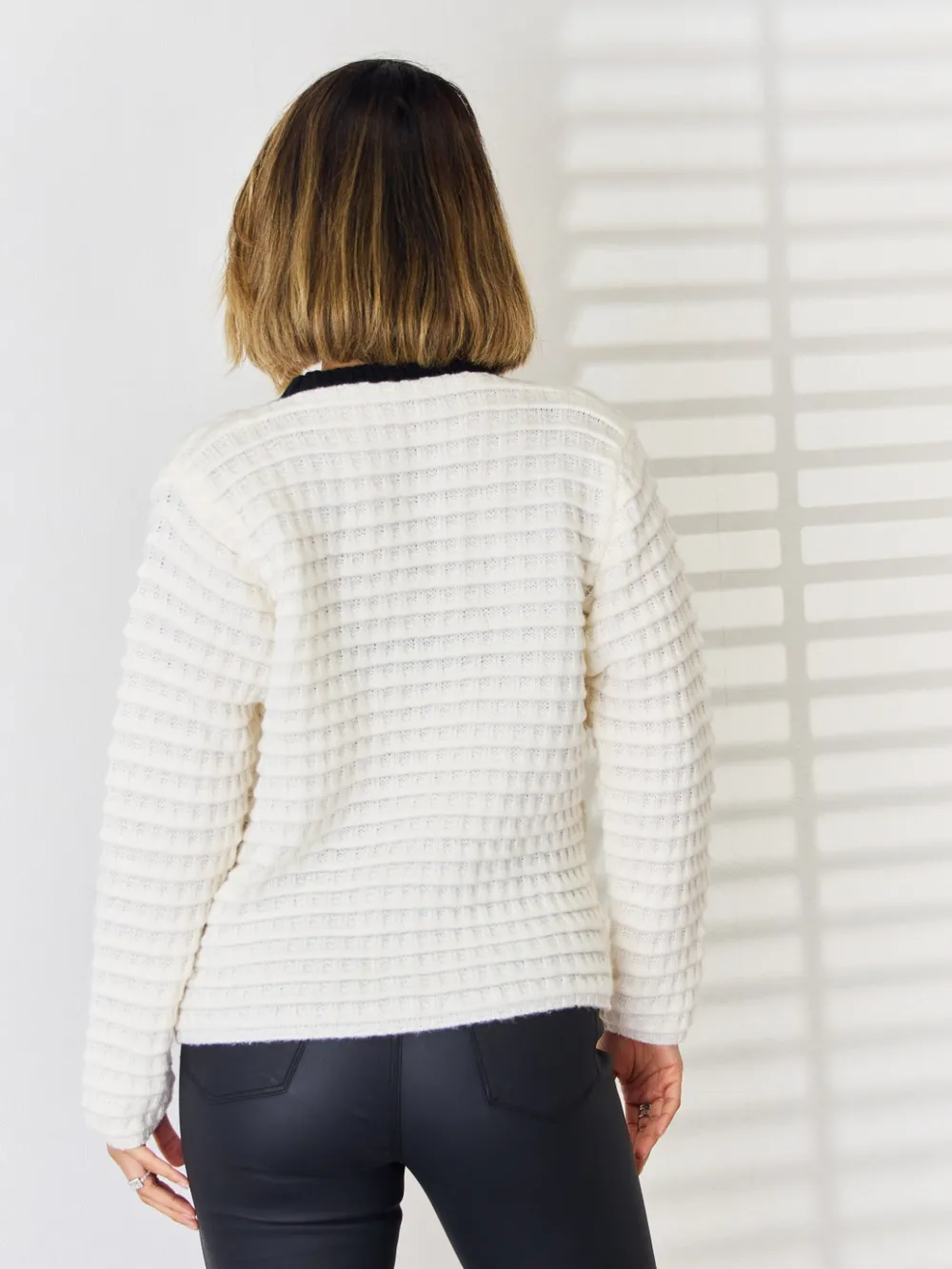 Contrast Trim Button Up Cardigan, image 2