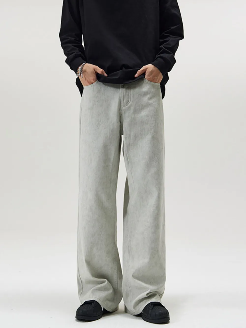 Men's Full Size Washed Wide Leg Pants Plus Size, image 6