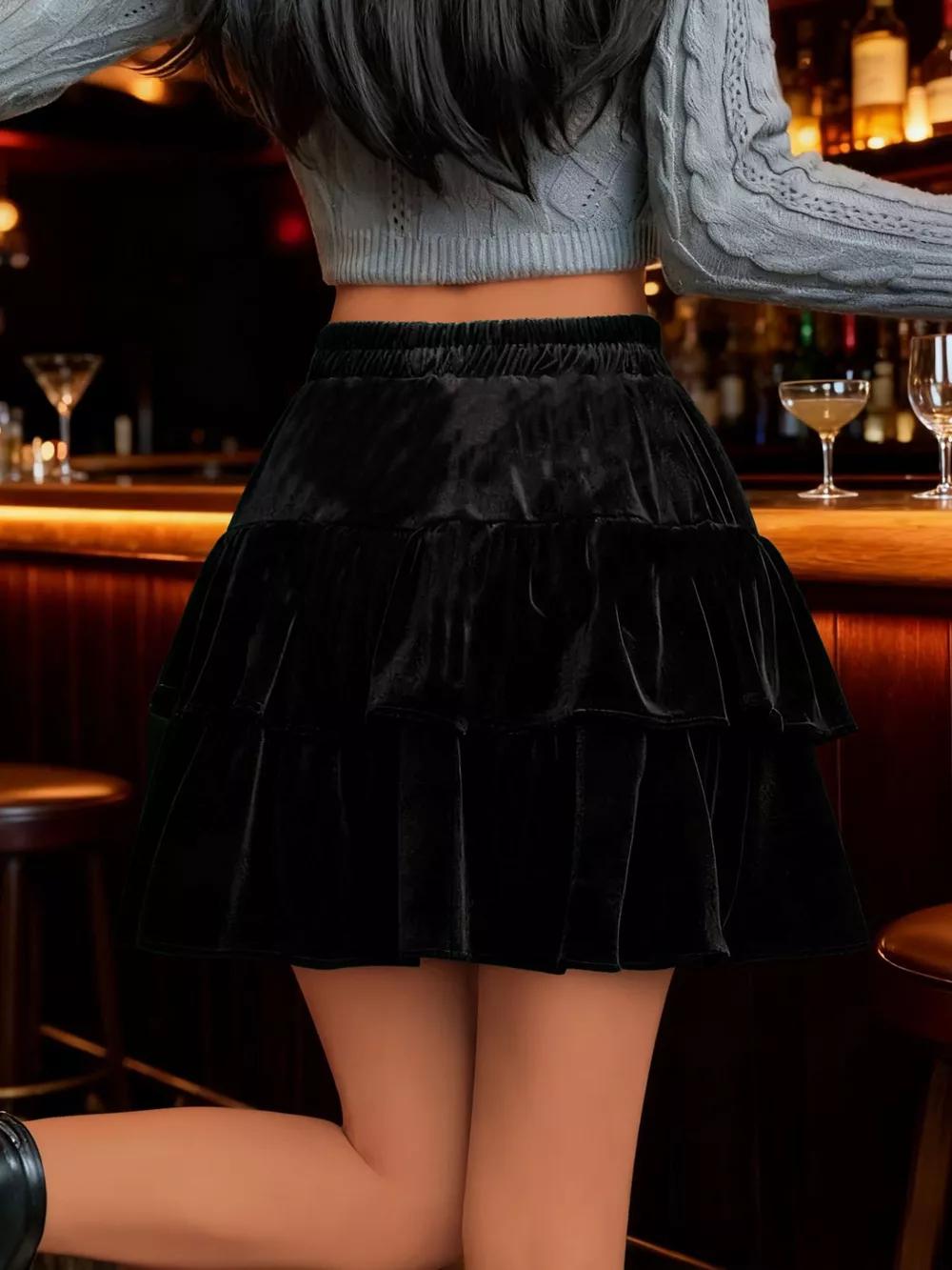 Velvet Layered Mini Skirt, image 5