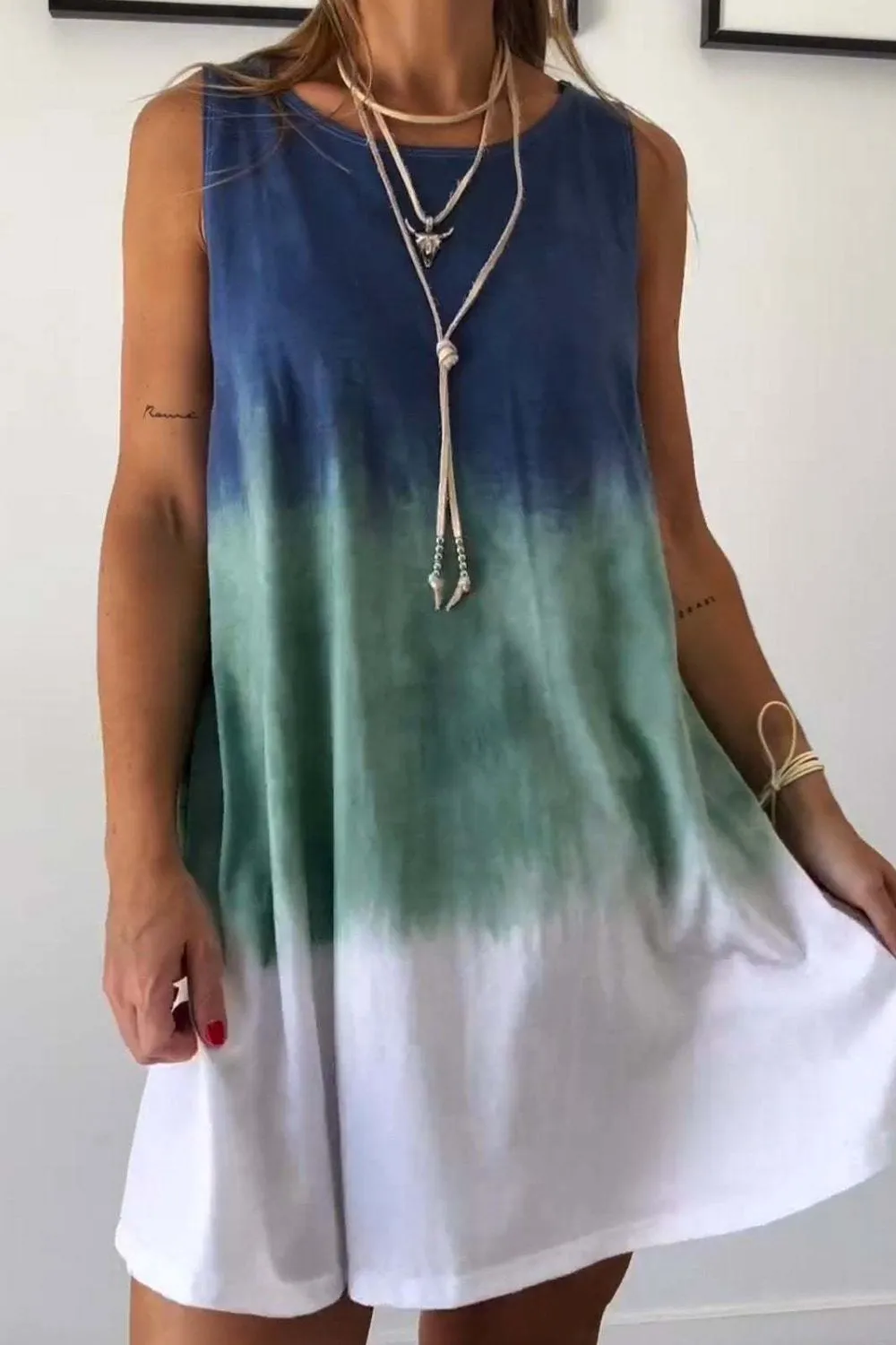 Tie-Dye Sleeveless Mini Tank Dress, image 11