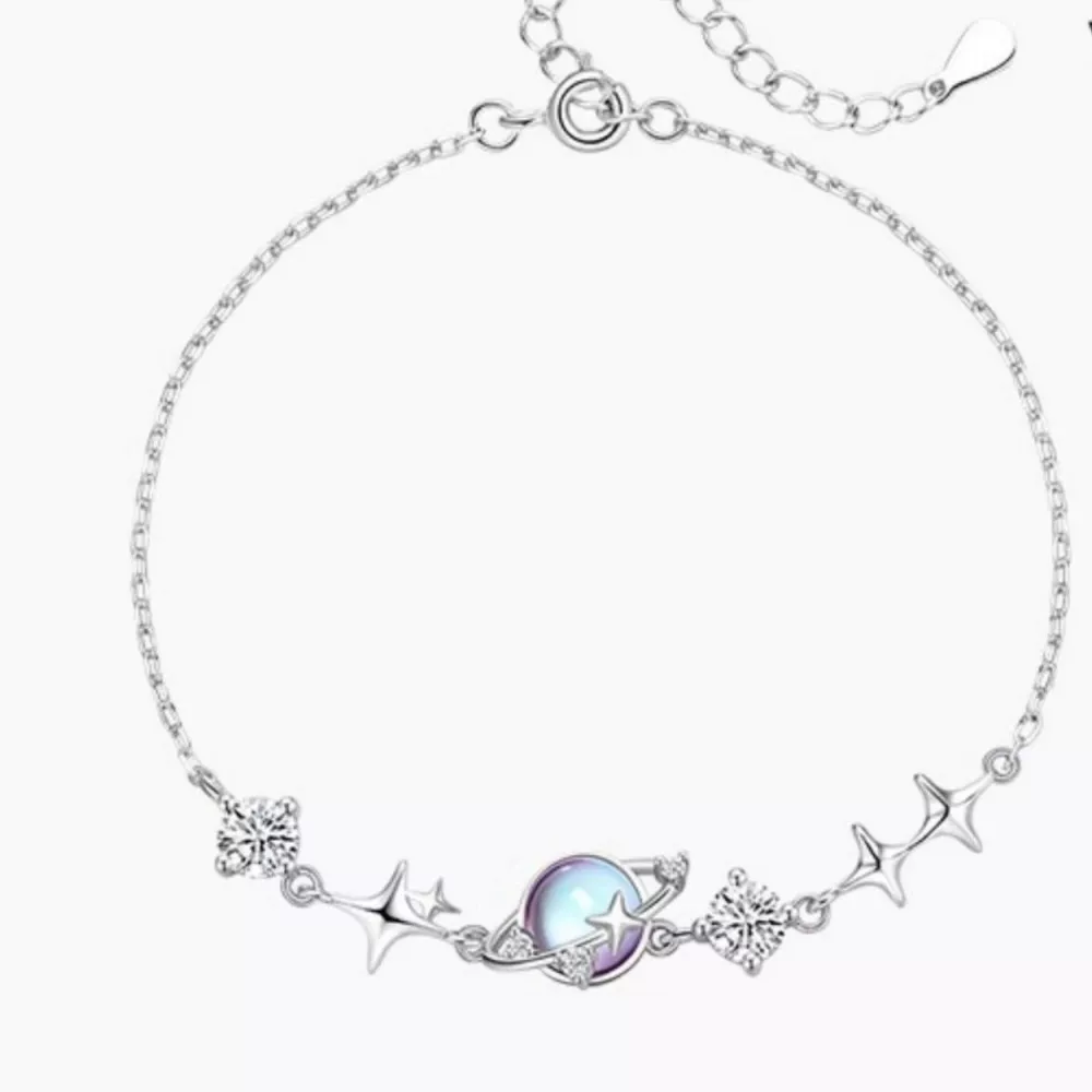 925 Sterling Silver Zircon Star Adjustable Bracelet, image 4