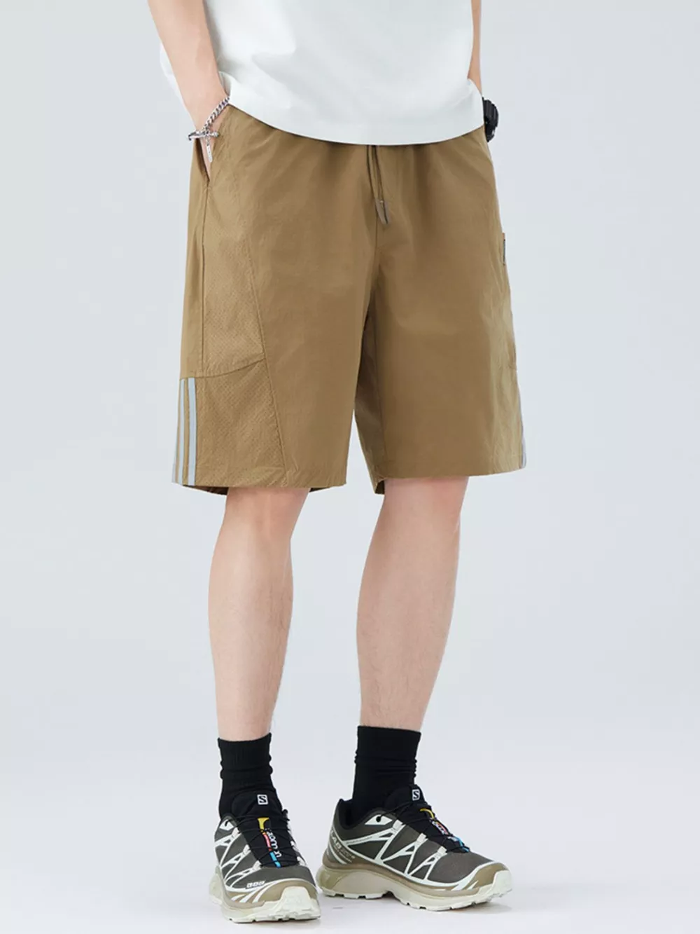 Men's Plus Size Casual Striped Shorts, image 5