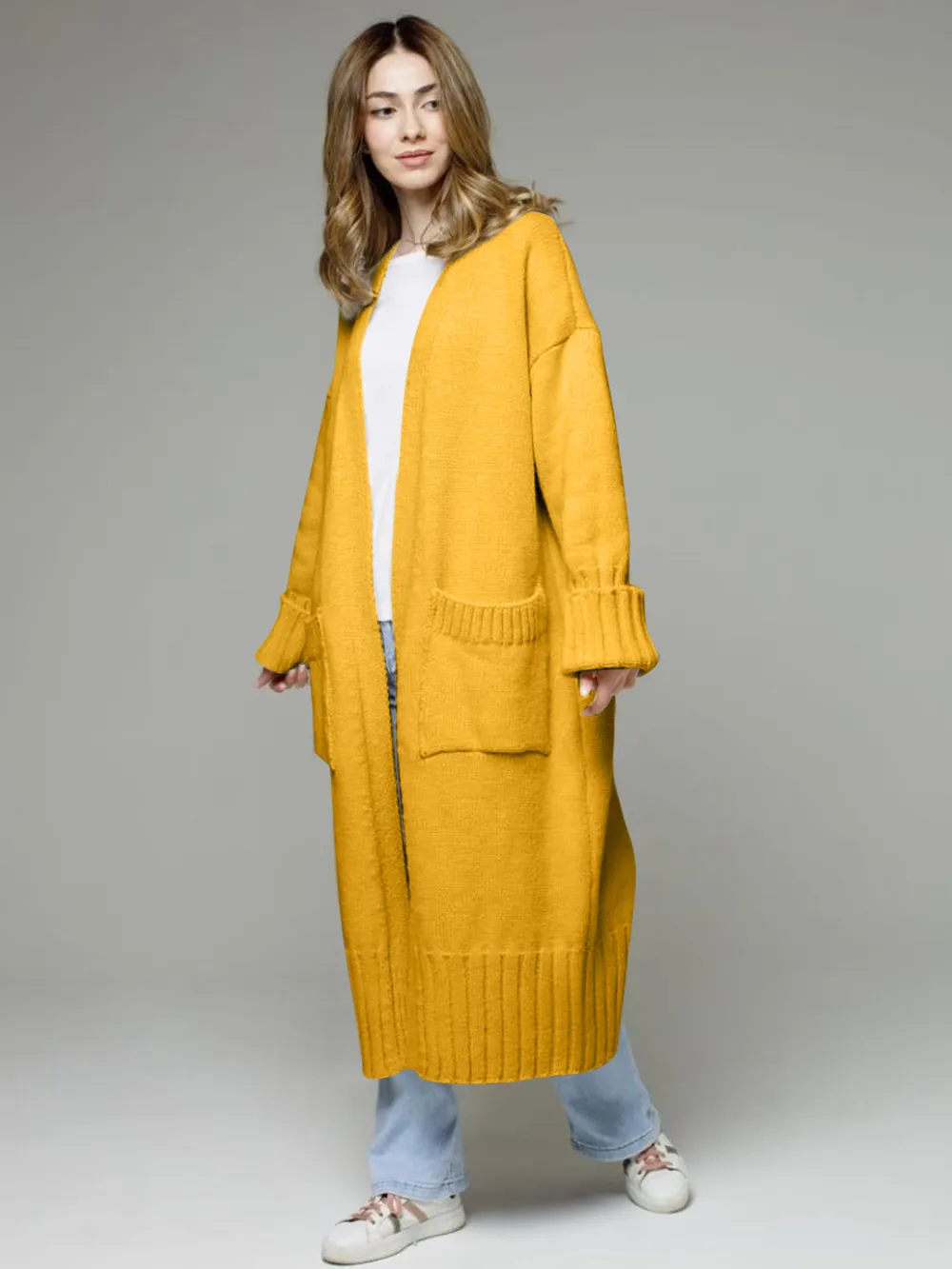 Pocketed Open Front Dropped Shoulder Cardigan, image 13
