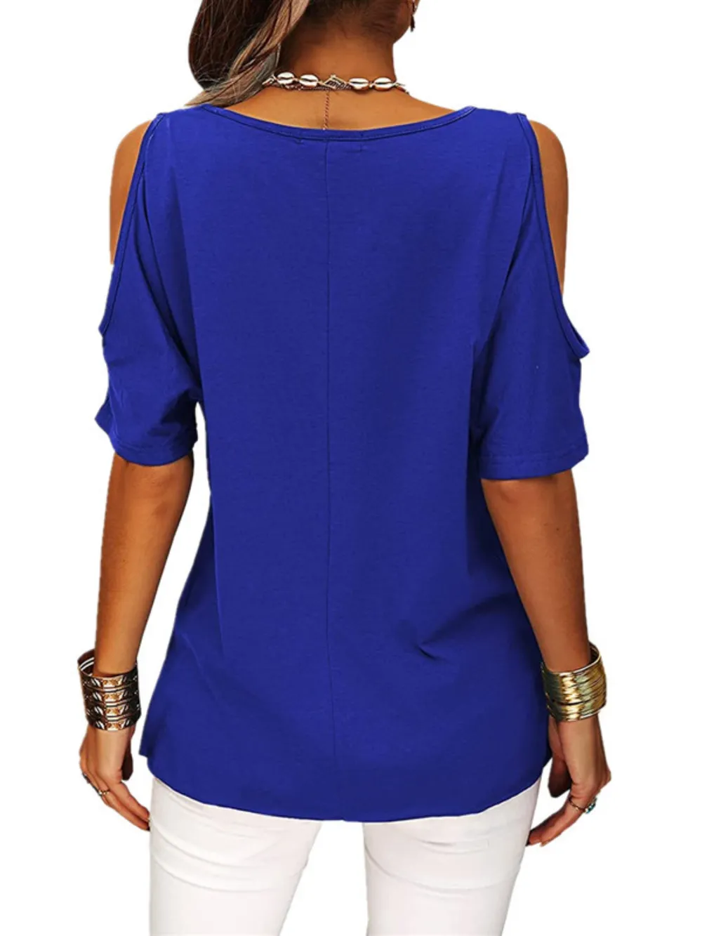 Full Size Crisscross Cold Shoulder Casual T-Shirt Plus Size, image 11