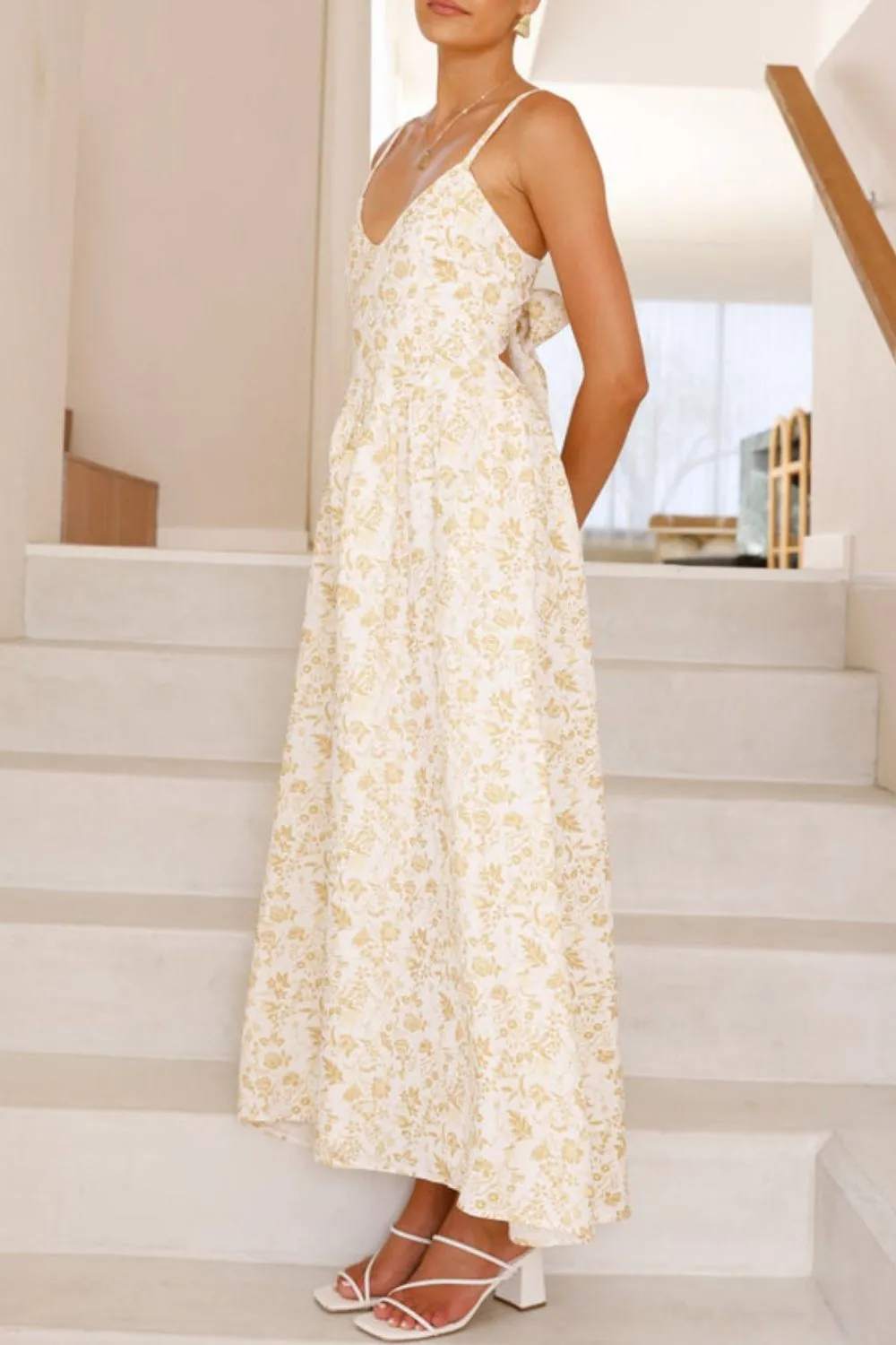 Bow Back Printed V-Neck Cami Dress, image 7