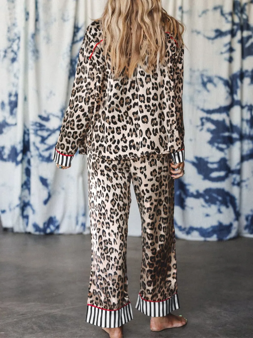 Leopard and Striped Trim Shirt and Pants Set, image 6