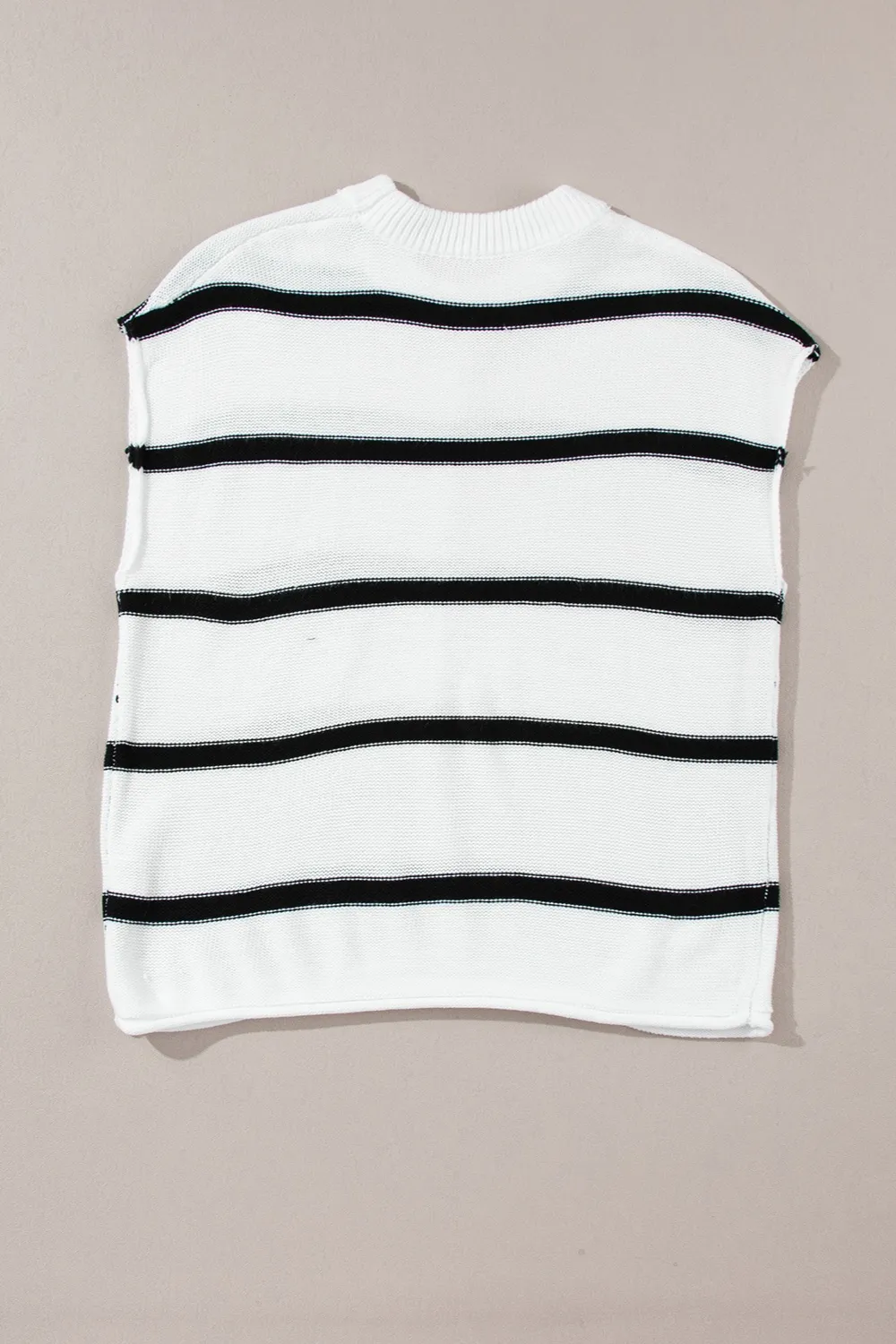 Striped Round Neck Cap Sleeve Sweater, image 4