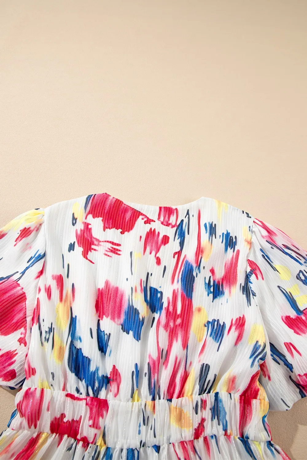 Abstract Print Short Puff Sleeve Tiered Maxi Dress, image 12