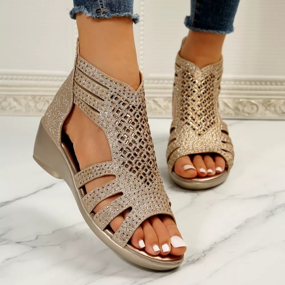 Cutout Wedge Sandals, image 3