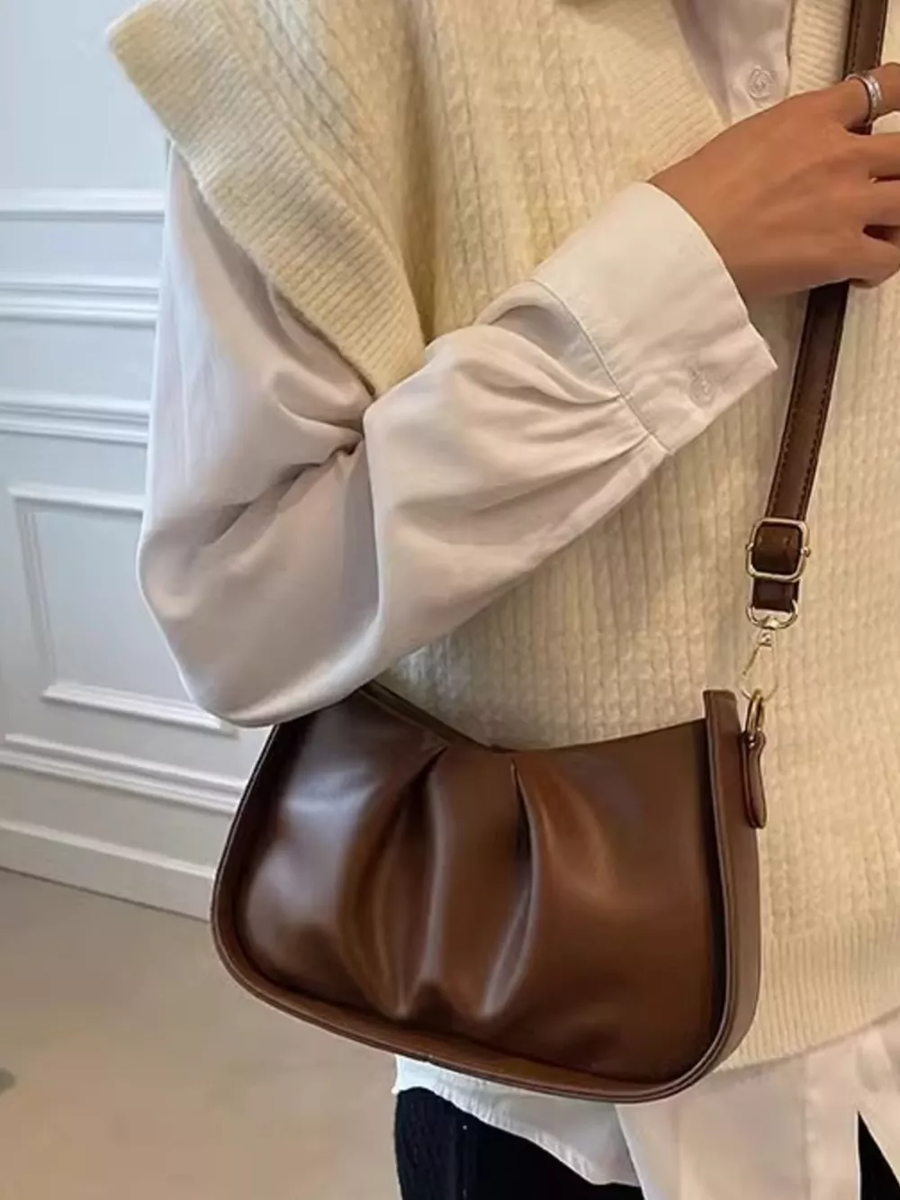 Ruched Braided Strap Crossbody Bag, image 6
