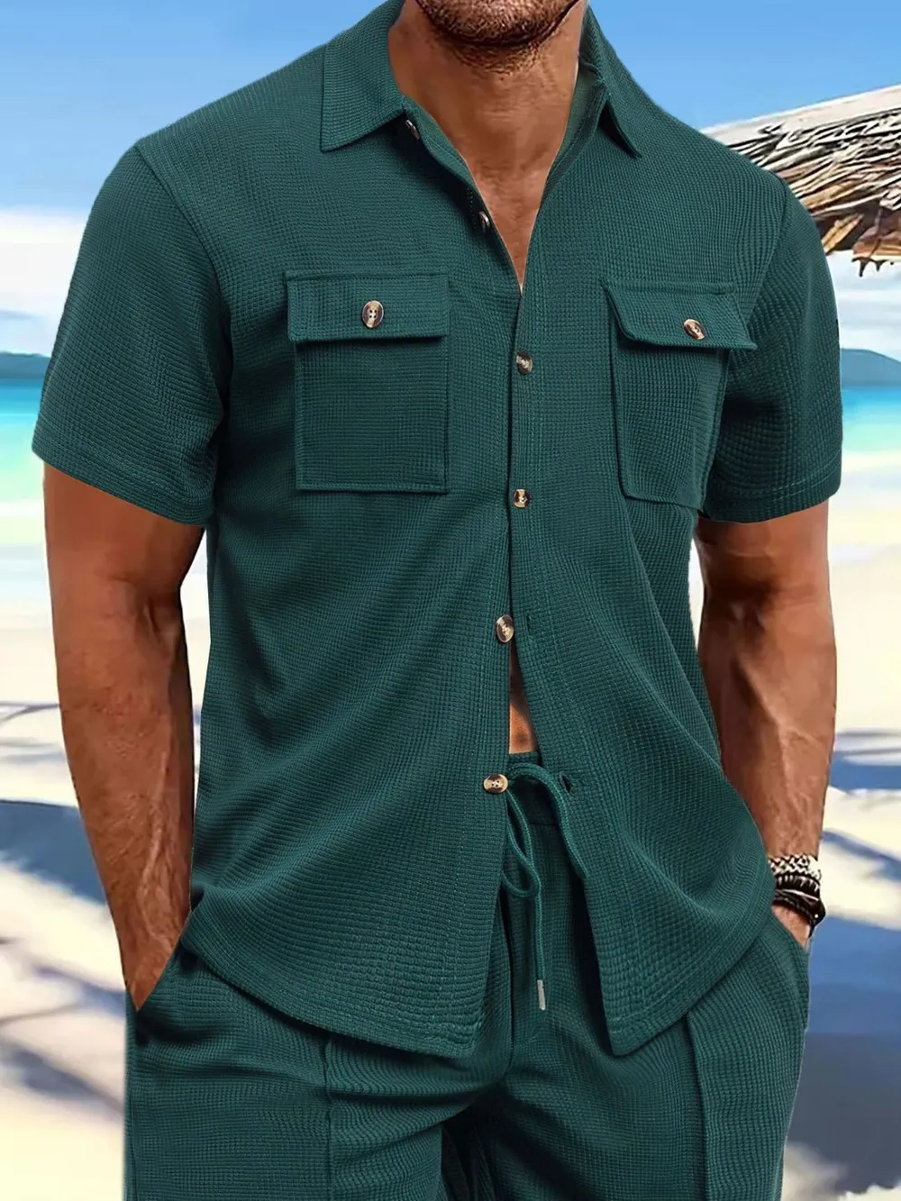 Men's Full Size Button Down Short Sleeve Shirt Plus Size, image 6