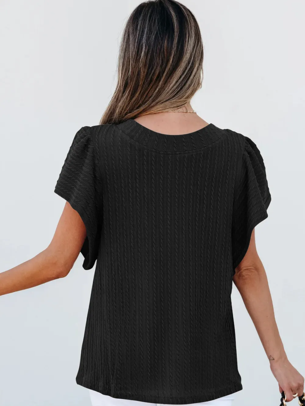 Round Neck Ruffle Sleeve Top, image 10