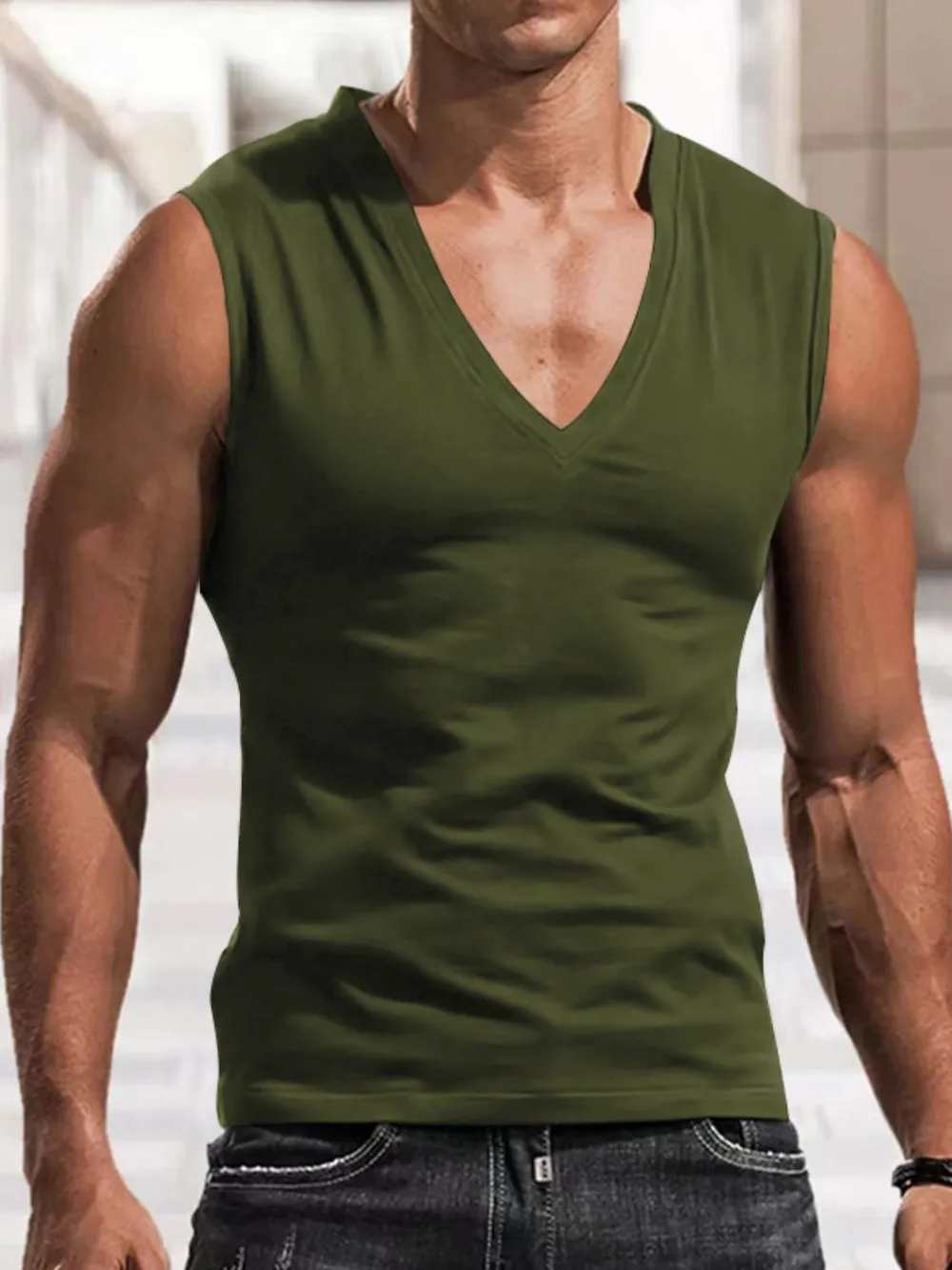 Men's Plus Size V-Neck Tank