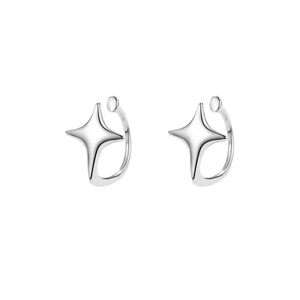 925 Sterling Silver Star Cuff Earrings, image 6
