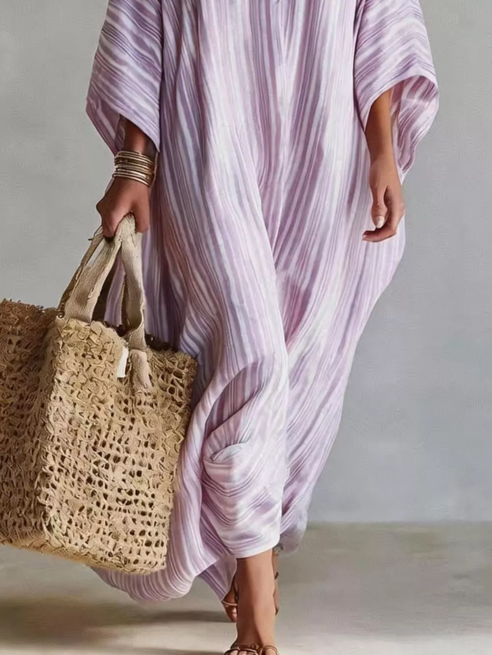 Striped V-Neck Maxi Dress, image 12