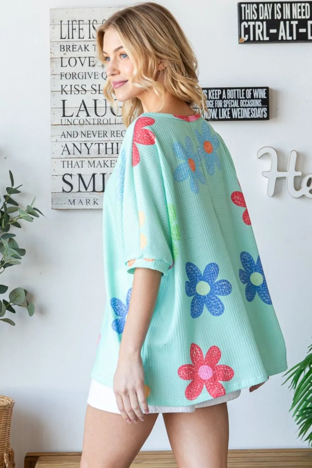 Floral Waffle Oversize T-Shirt, image 6