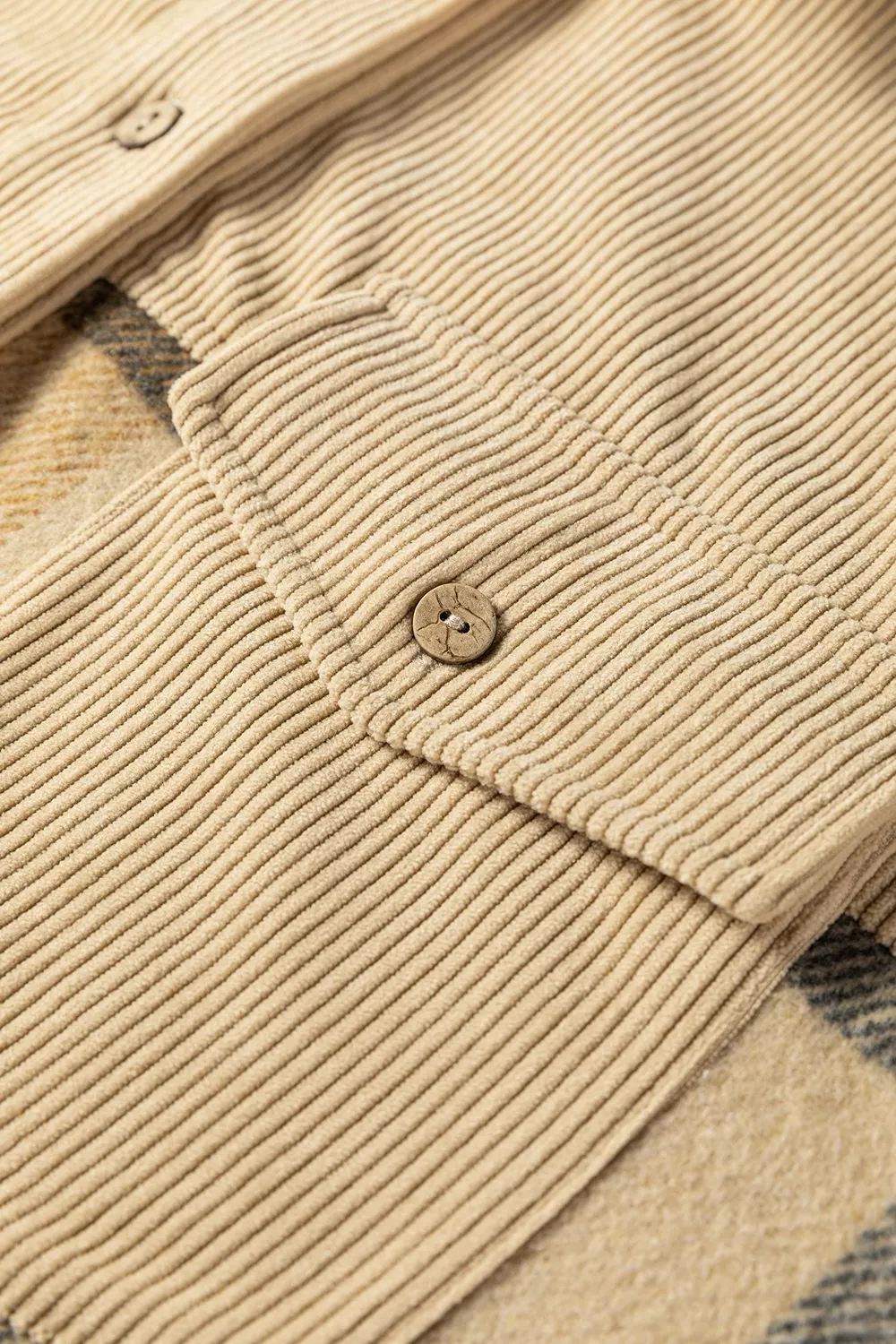 Retro Plaid Corduroy Patchwork Shacket, image 6