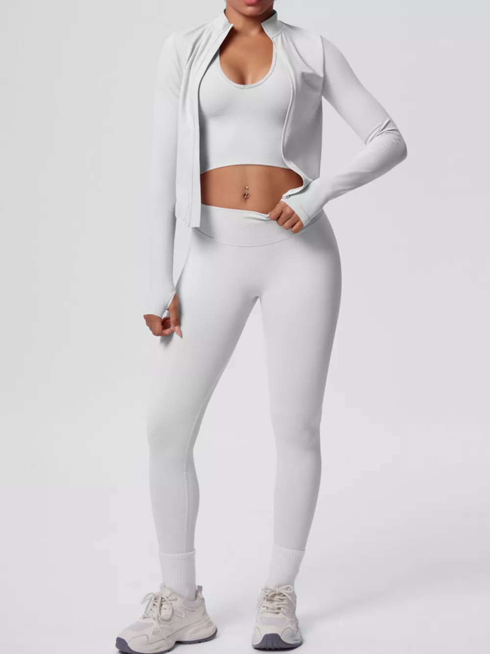 Tank & Zip-Up Jacket and Leggings Three-Piece Active Set, image 24