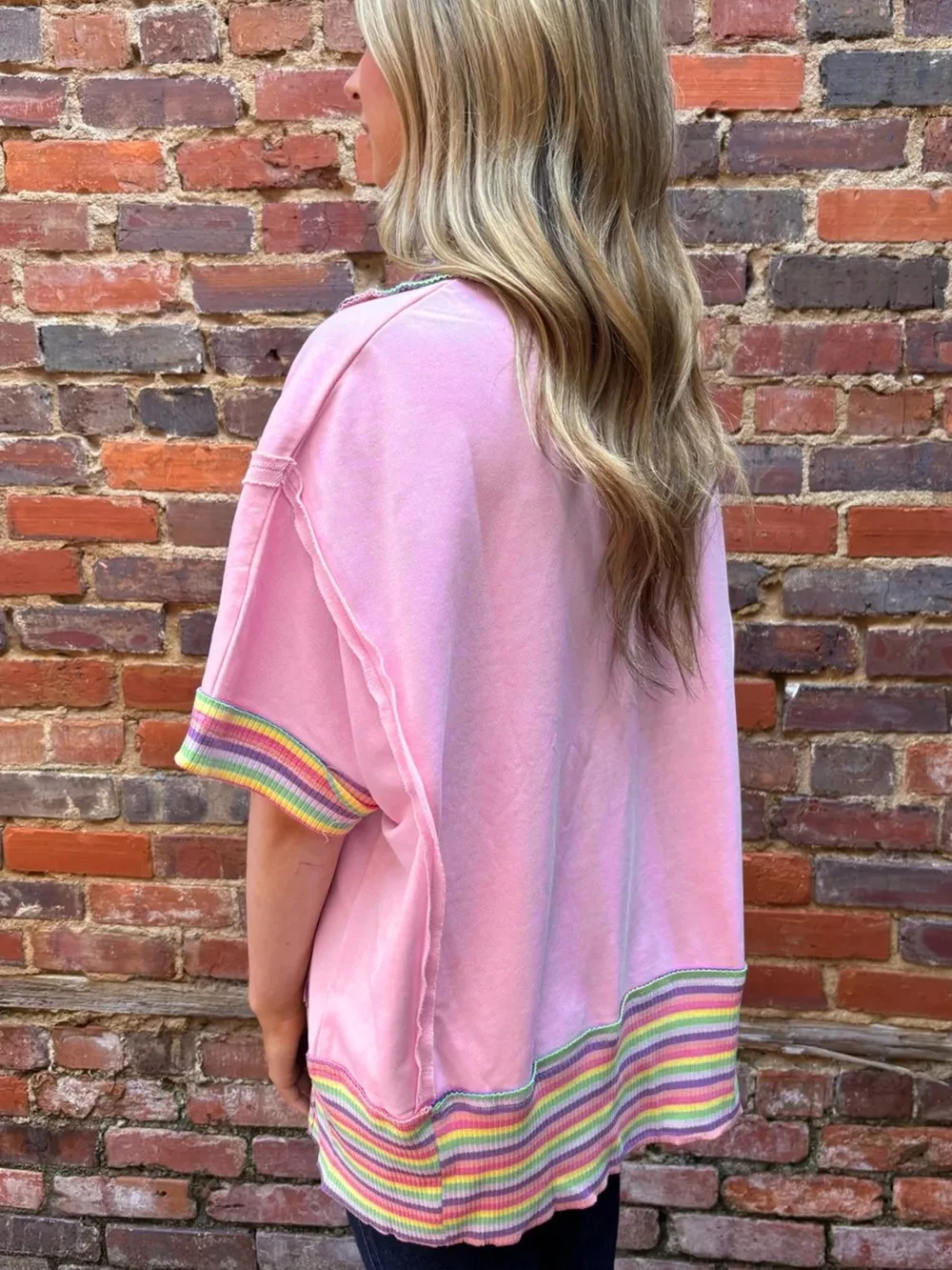 Rainbow Trim Side Slit Top, image 2