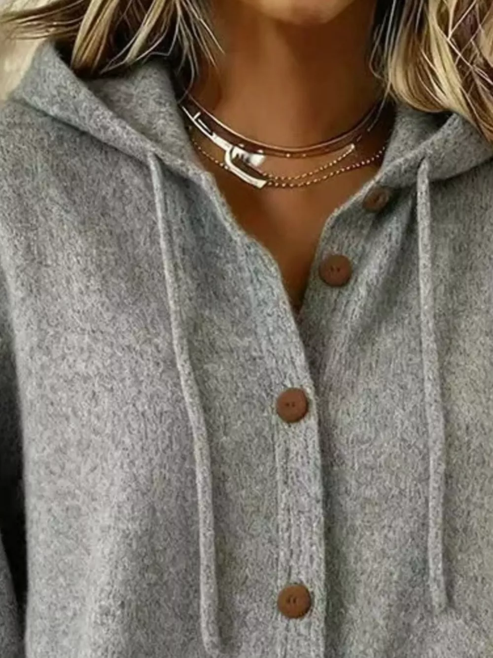 Full Size Hooded Button-Down Knit Cardigan Plus Size, image 9