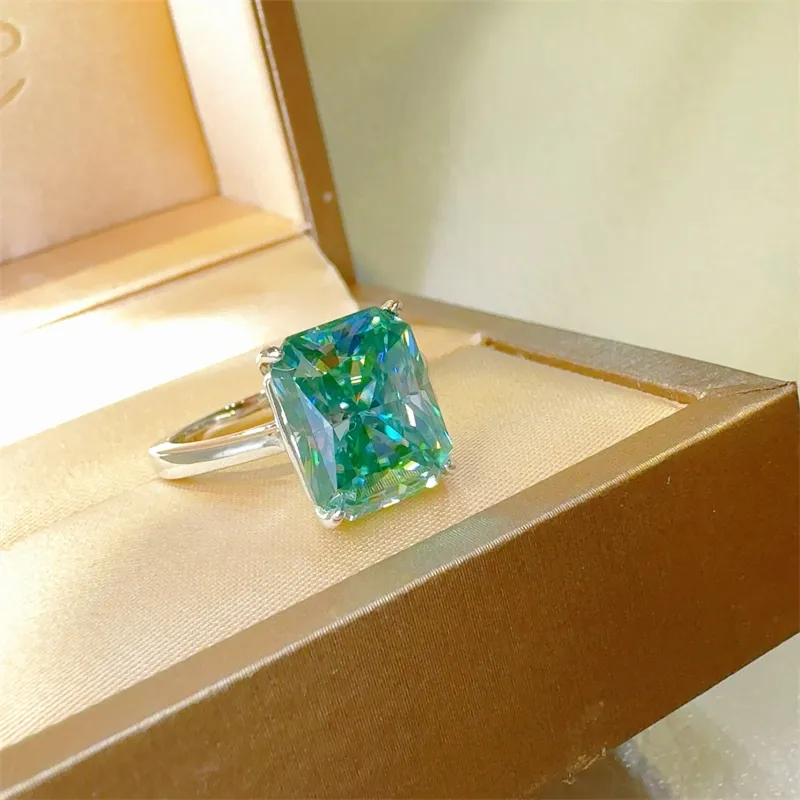 2 Carat 925 Sterling Silver Moissanite Rectangle Shape Ring, image 5