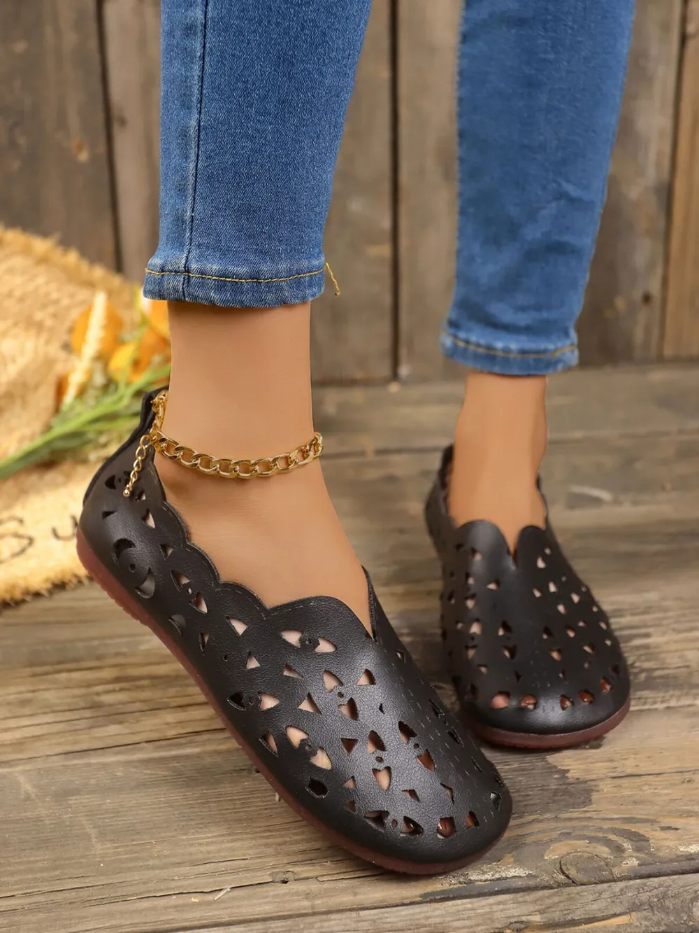 Perforated Leather Slip-On Loafers, image 3