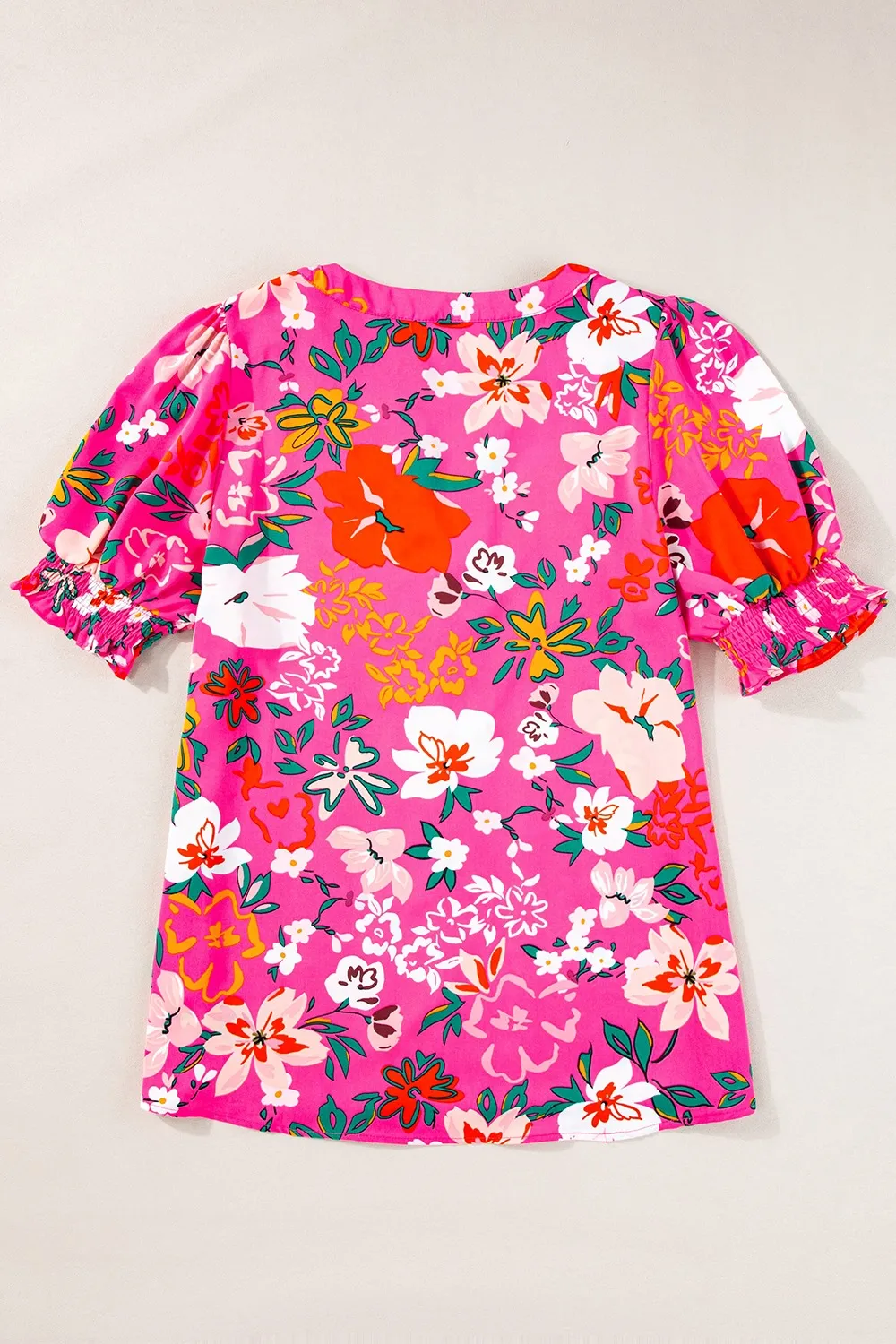 Printed Notched Short Sleeve Blouse, image 5