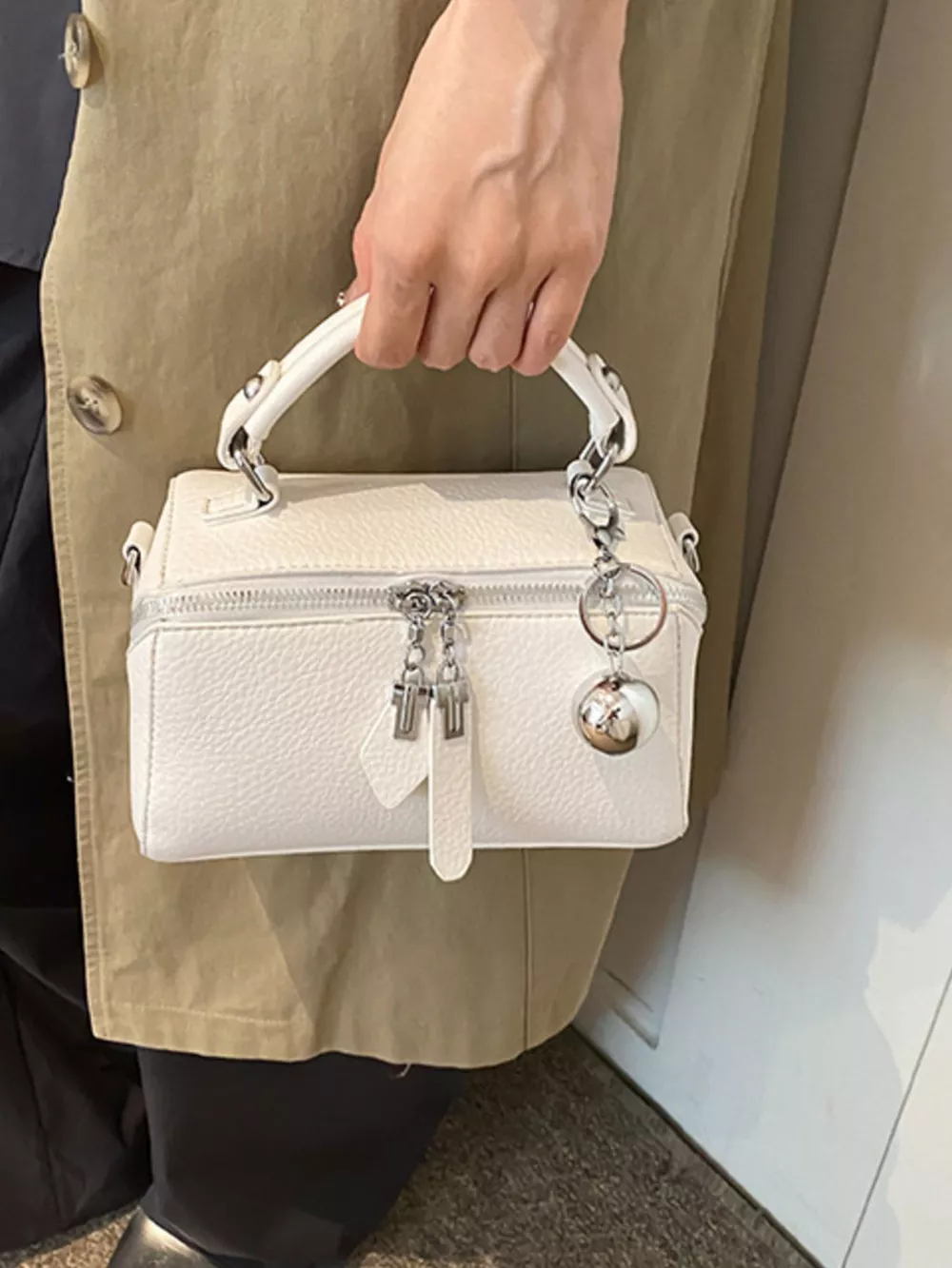 Textured Leather Handbag, image 10