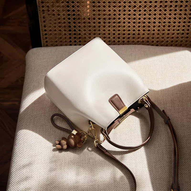 Leather Bucket Crossbody Bag