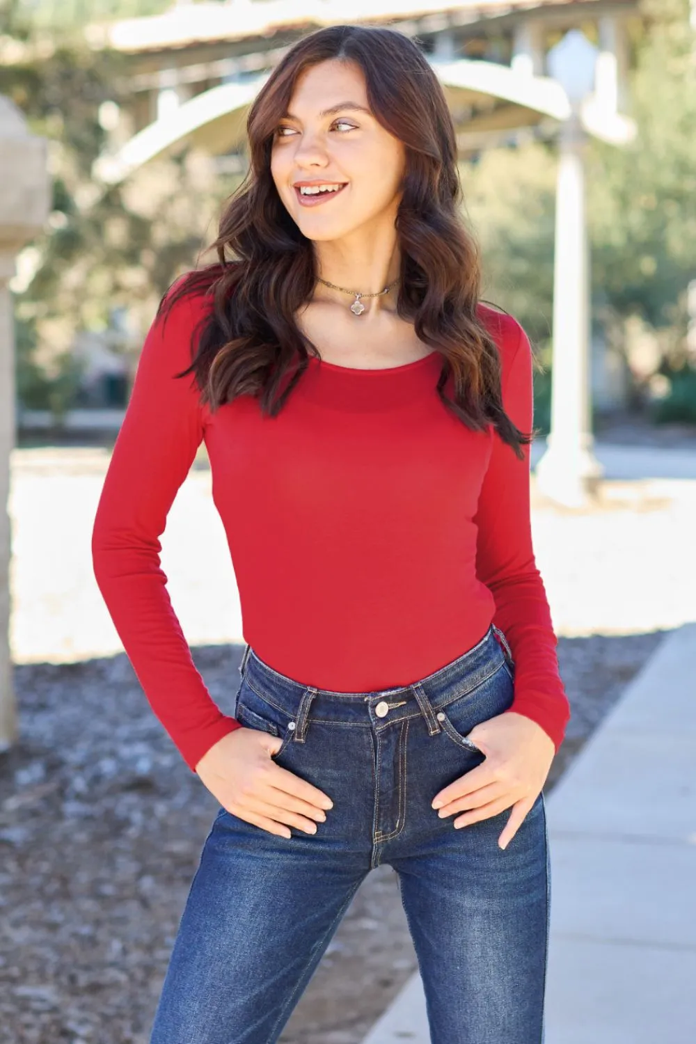 Full Size Round Neck Long Sleeve Bodysuit, image 19