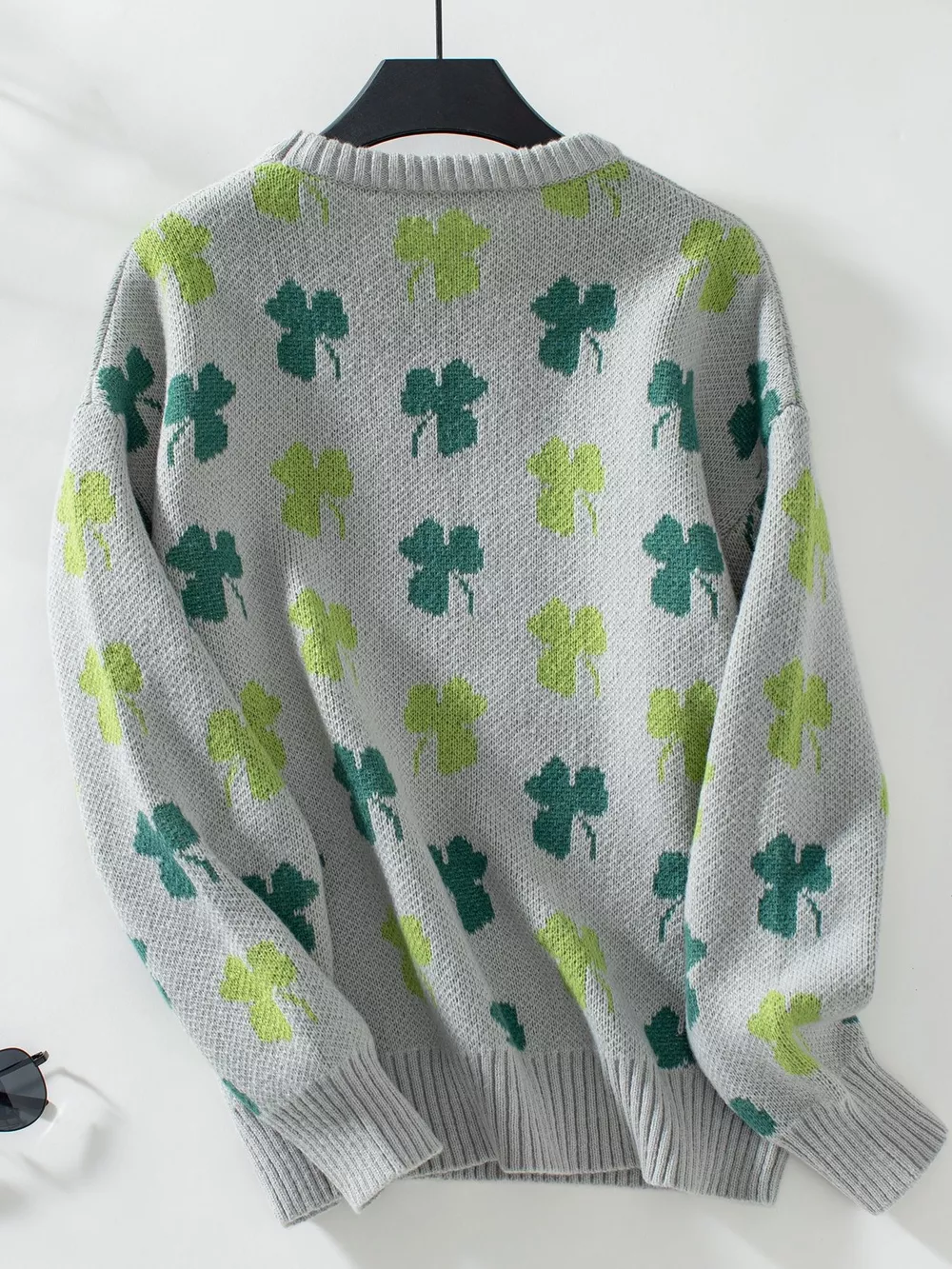 Clover Round Neck Long Sleeve Sweater, image 9