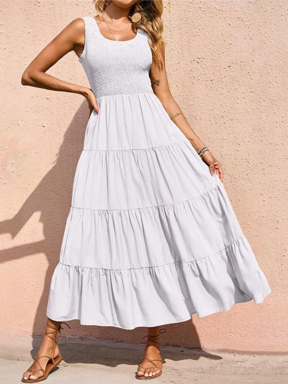 Tiered Smocked Wide Strap Dress, image 14