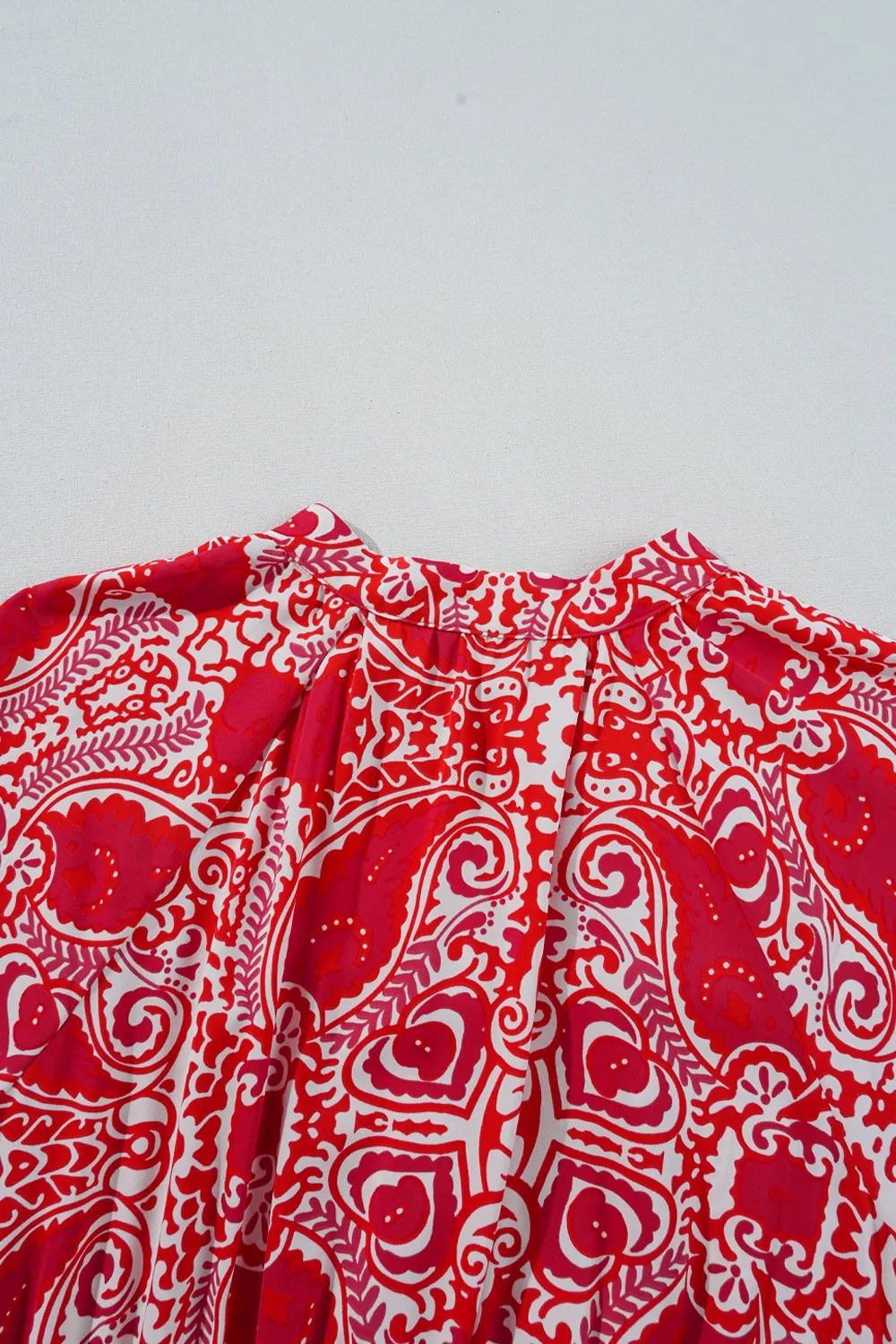 Paisley Print Side Slit Puff Sleeve High Waist Maxi Dress, image 4