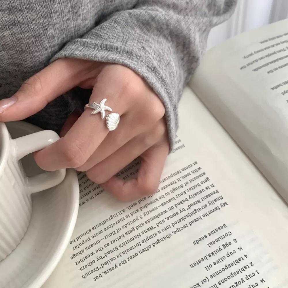 Starfish & Seashell Open Ring, image 4
