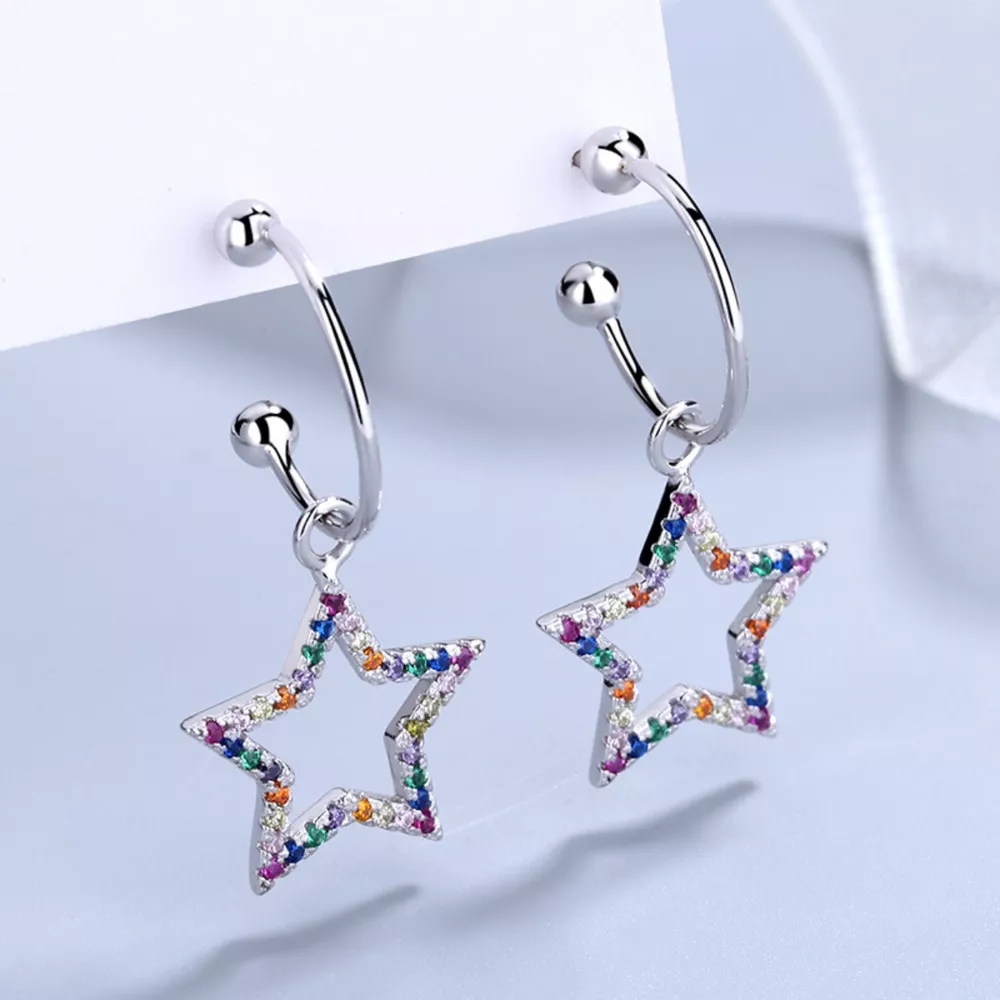 Star C-Hoop Dangle Earrings, image 2