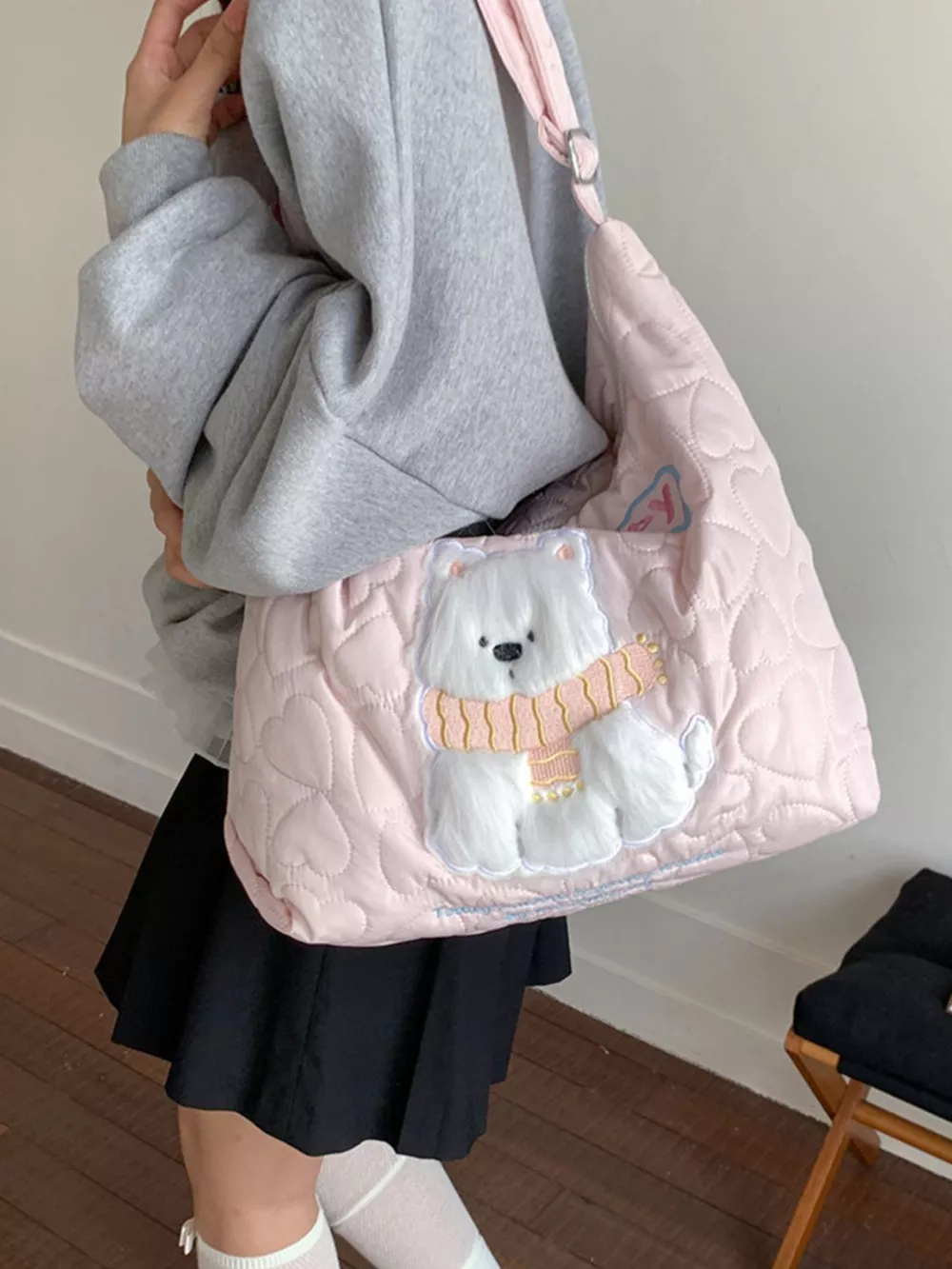 Cute Bear Applique Crossbody Bag, image 4