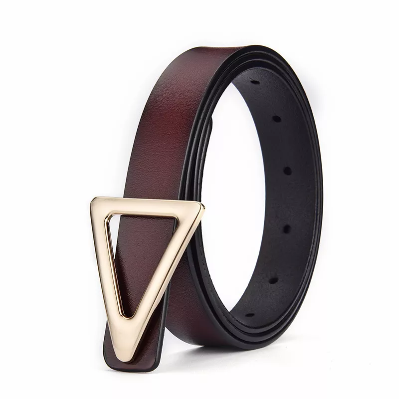 Triangle Buckle Leather Skinny Belt, image 6