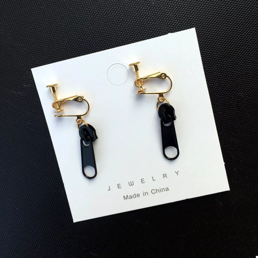 Zipper Dangle Clip-on Earrings