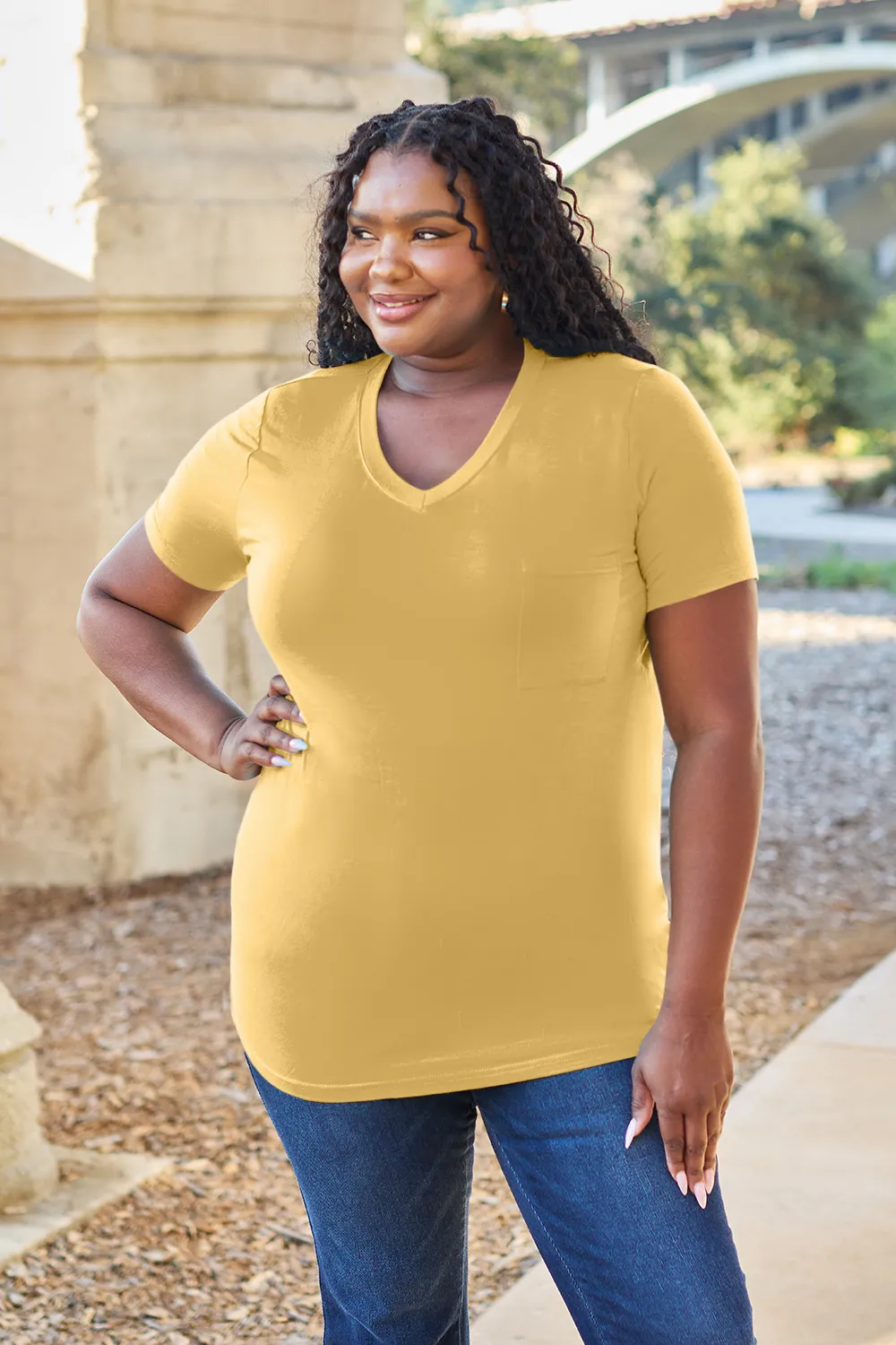 Bamboo Full Size V-Neck Short Sleeve T-Shirt, image 12