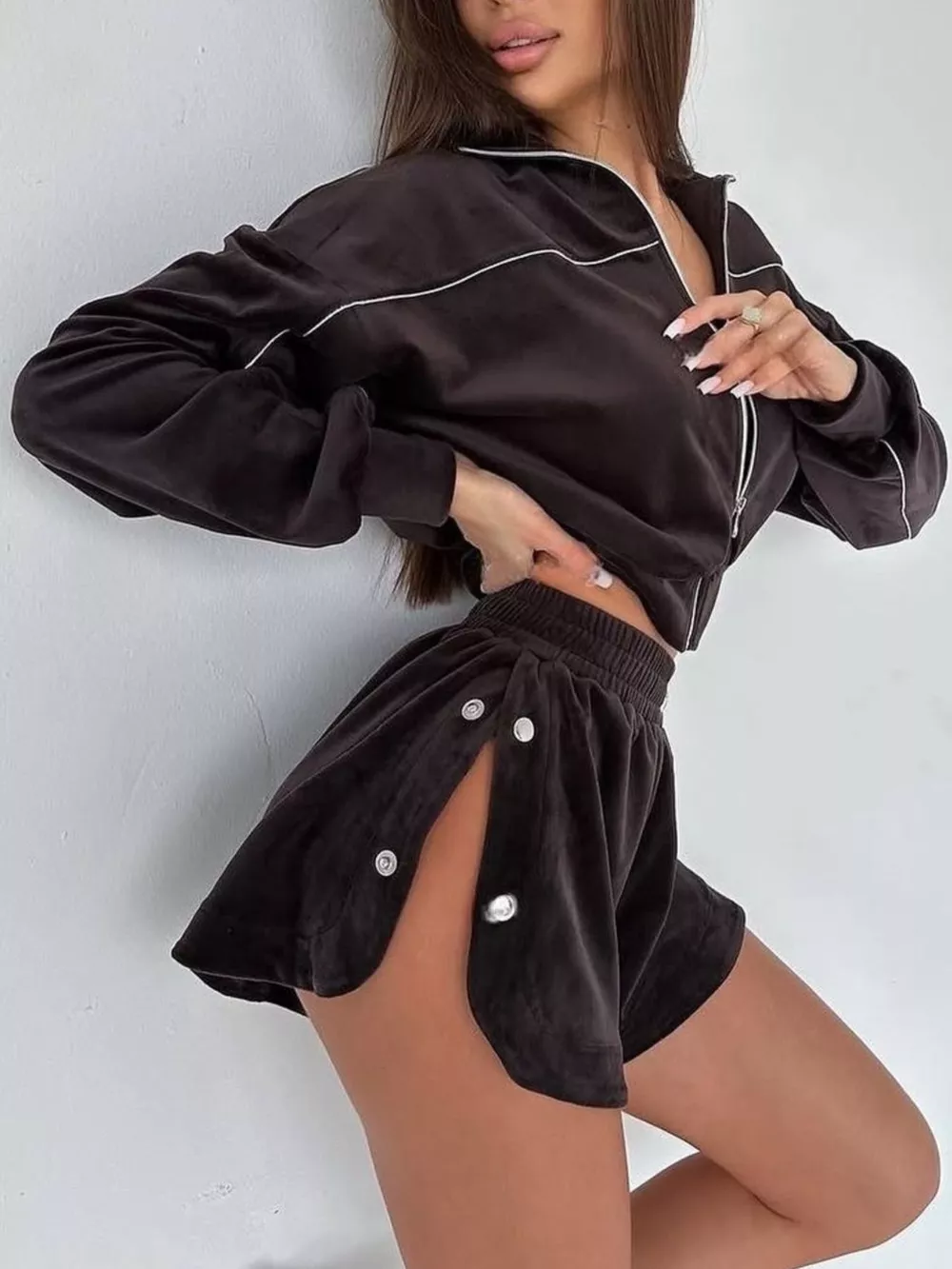 Zip-Up Outerwear and Shorts Set, image 5