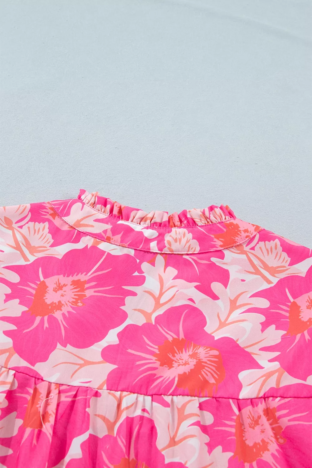 Short Bubble Sleeve Summer Floral Blouse, image 5