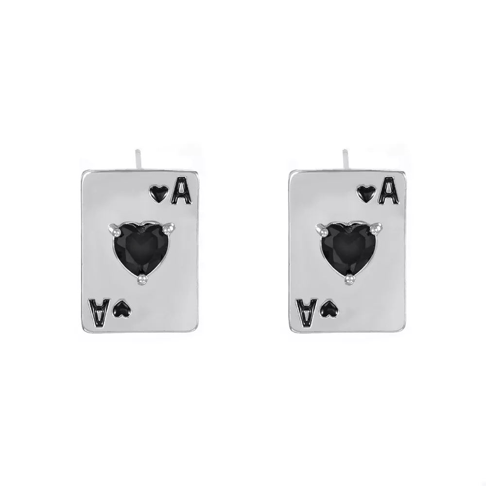 Poker Card Ace of Hearts Stud Earrings, image 4