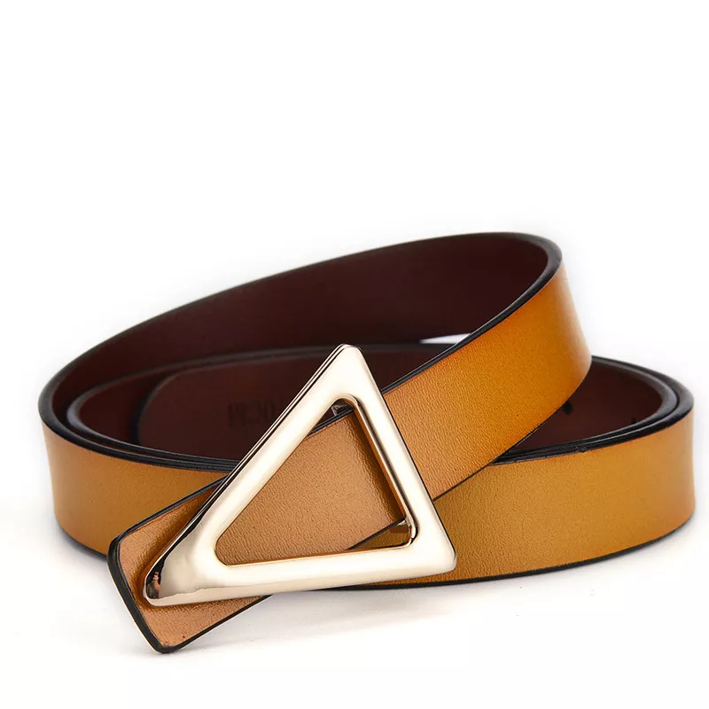 Triangle Buckle Leather Skinny Belt, image 8
