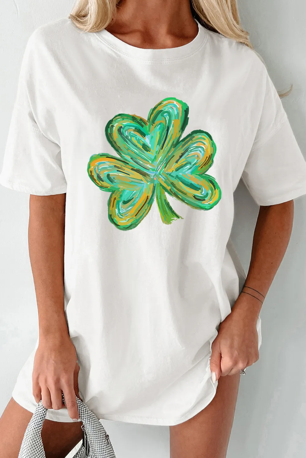 Lucky Clover Round Neck Short Sleeve T-Shirt, image 2