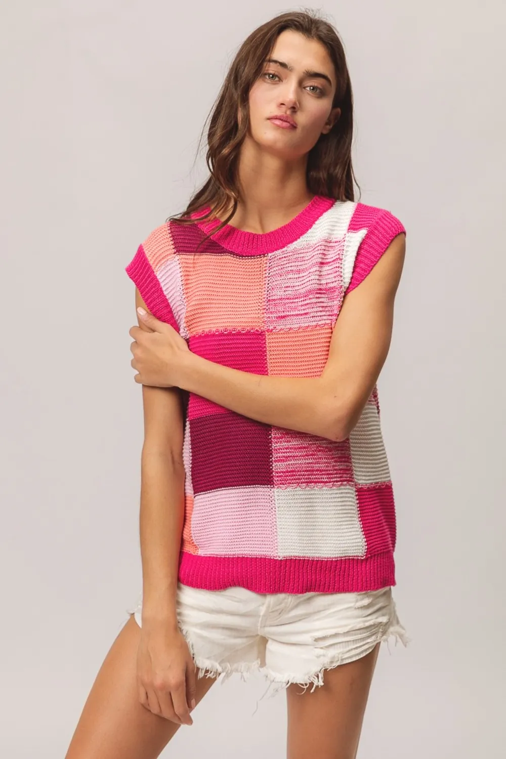 Color Block Round Neck Sweater Vest, image 4
