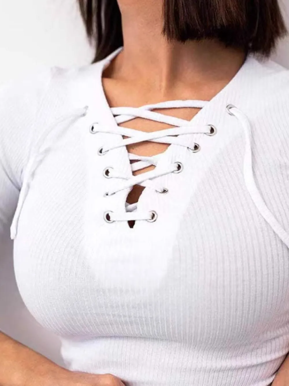 Lace Up Long Sleeve T-Shirt, image 4